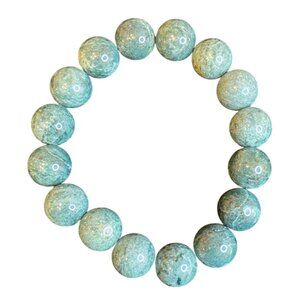 Stretch Bracelet Guatemalan Green Blue Jade Grade A 12mm Round Beads Jewelry